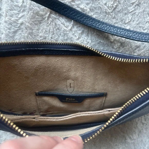 Ralph Lauren Polo Leather Mini Shoulder Bag Navy Blue Marine ID Bag - Picture 6 of 10